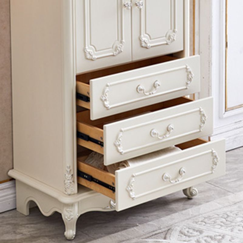38.58"/49.21" Tall White Wooden Cabinet, Rectangle Accent Cabinet with Drawers