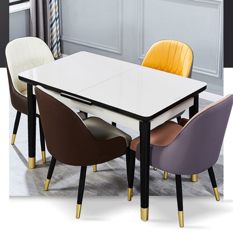 Fauteuil d'intérieur scandinave, chaise de salle à manger à dossier Parsons rembourré en métal