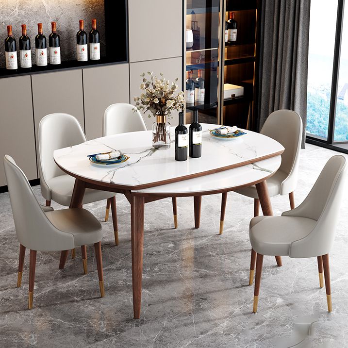 Mesa de comedor redonda de estilo moderno Mesa de comedor de hojas de piedra sinterizada blanca para uso doméstico