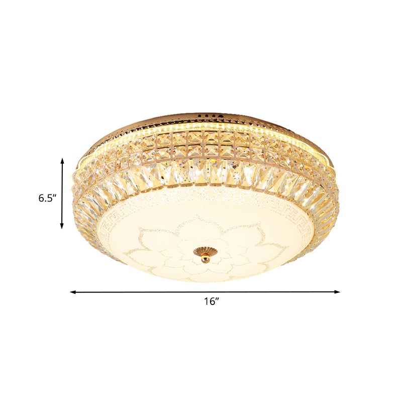 Runde facettierte Kristall Flush Mount Beleuchtung Modernistische LED Gold Flushmount Lampe für Wohnzimmer
