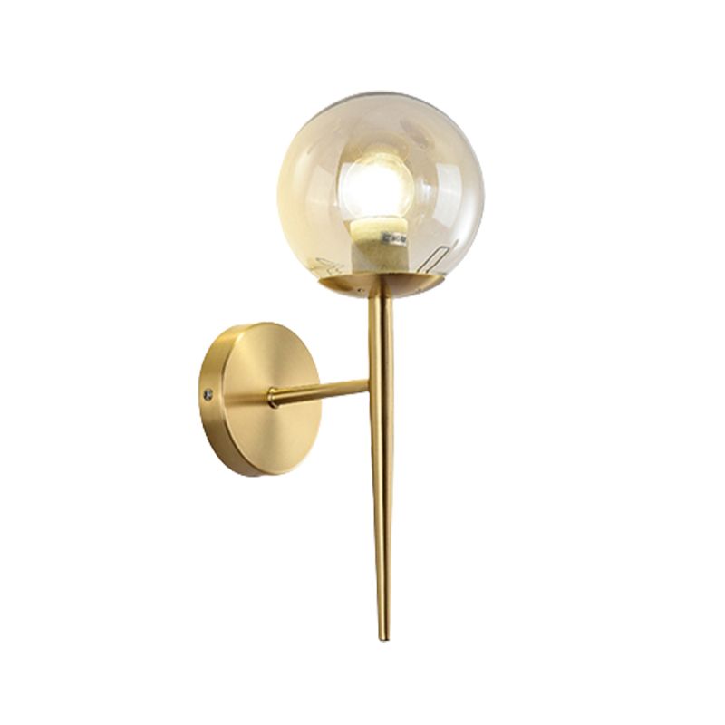 Modern Globe Sconce Light Fixture Glass 1-Light Wall Light for Living Room
