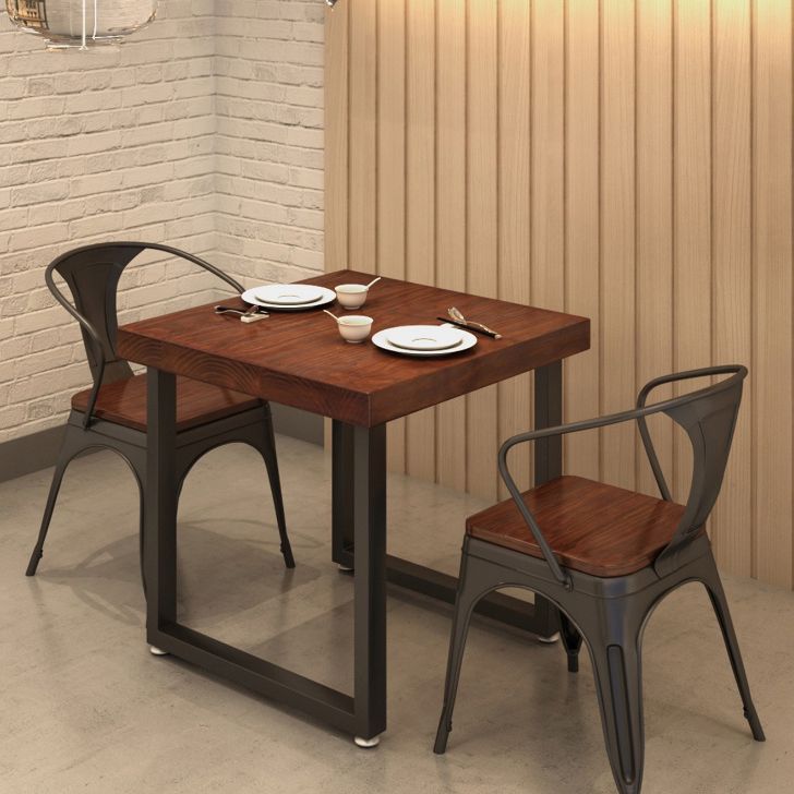Industrial Square Dining Room Table Solid Wood Dining Site Table