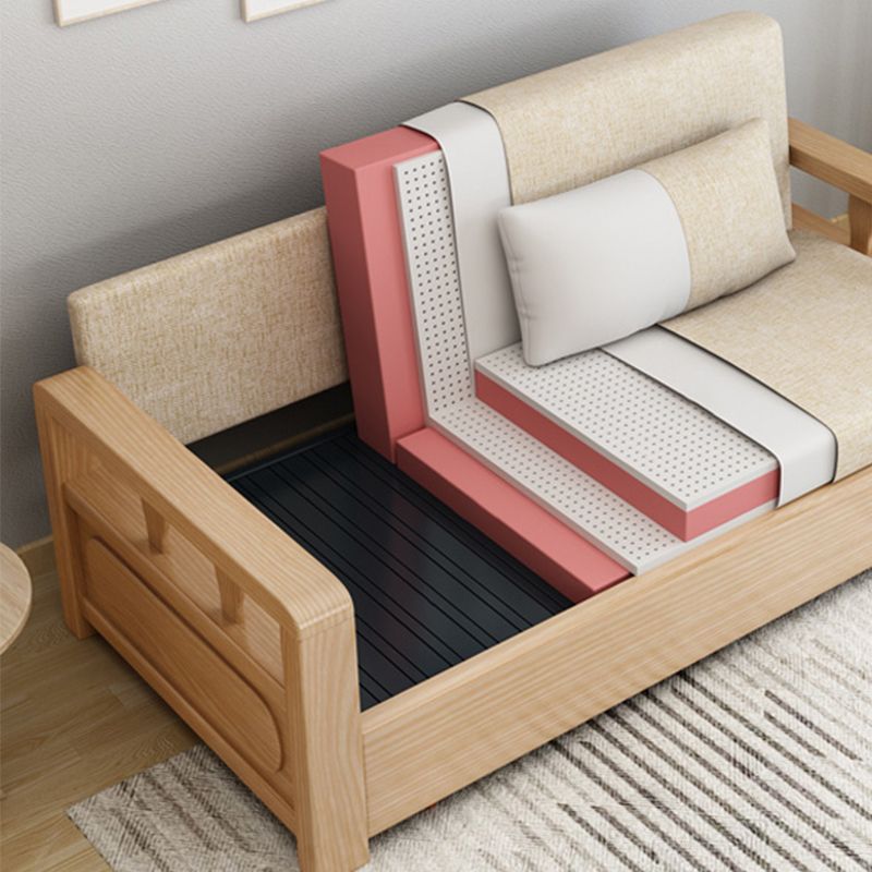 Linen Square Arm Sofa Contemporary Convertible Bed Sofa for Living Room
