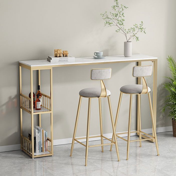 Glam Style 41.3"H Bar Table Marble White Rectangle Top Bistro Table for Living Room