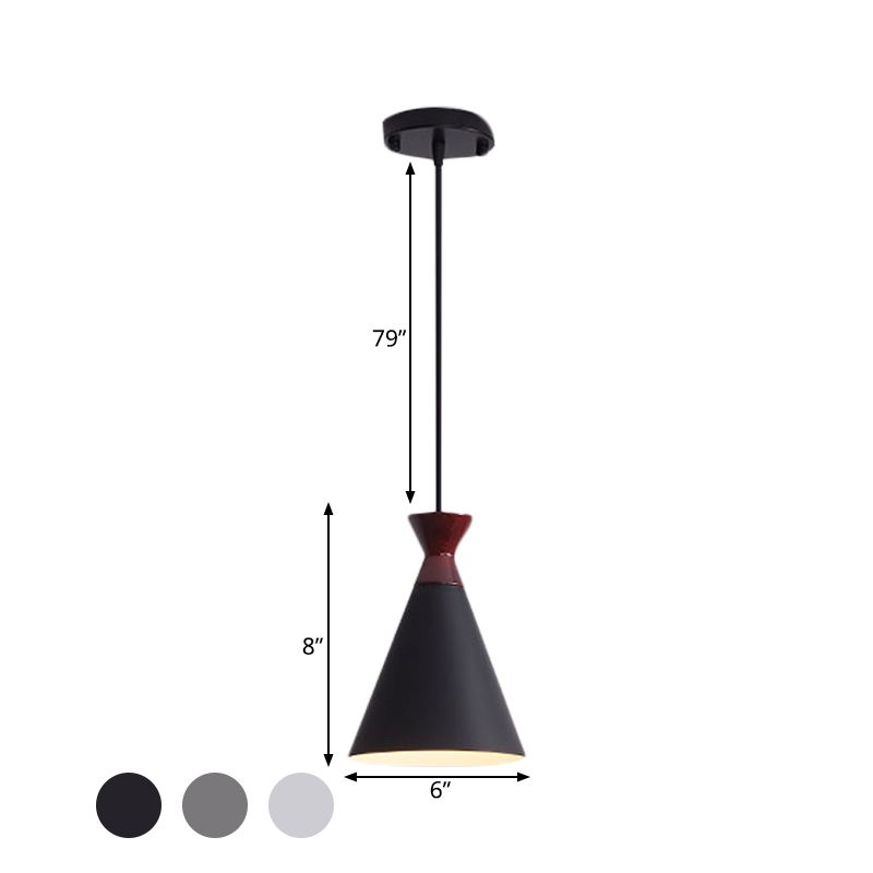 Wide Flare Drop Pendant Light Modernist Iron 1 Head Bedside Suspension Lamp in Black/Grey/White
