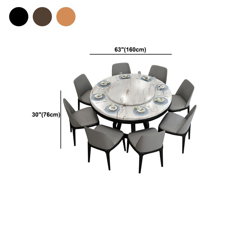 Stone and Solid Wood Dining Table with Pedestal Base Modern Dining Site Table