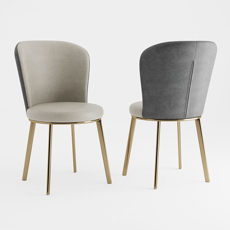 Scandinavian Style Leather Dining Chairs Solid Back Armless Dining Chairs for Home