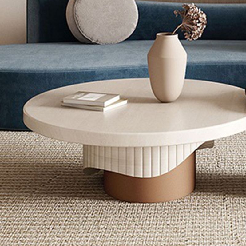 Contemporary Coffee Table Pedestal Solid Wood Round Cocktail Table