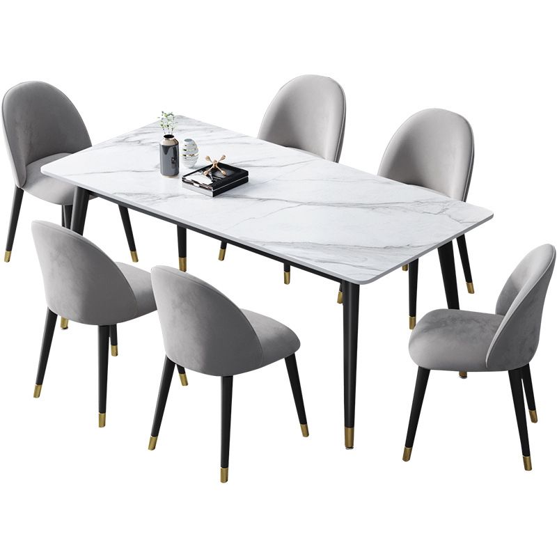 Mesa de comedor de piedra rectangular glamorosa mesa de acabado mate con 4 patas