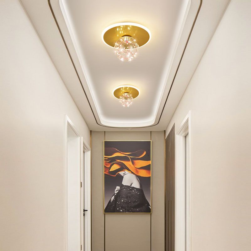 Global Glass Plafonnier moderne à 1 lumière à montage encastré à LED pour couloir