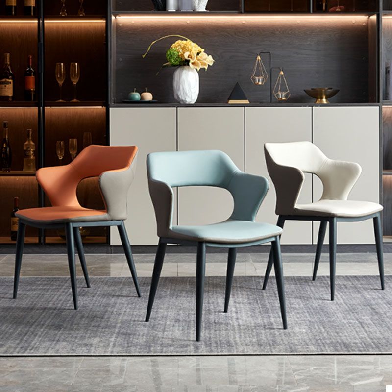 Industrial Faux Leather Side Chair Arm Open Back Side Chairs