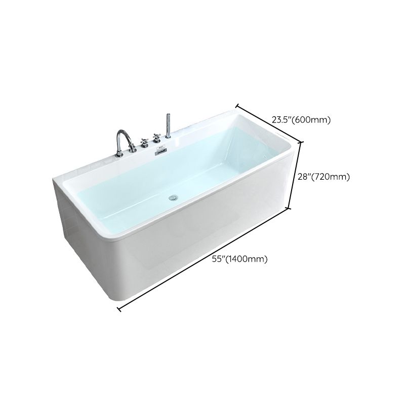 23.62-inch Tall Acrylic Rectangular Bath Soaking White Bathtub