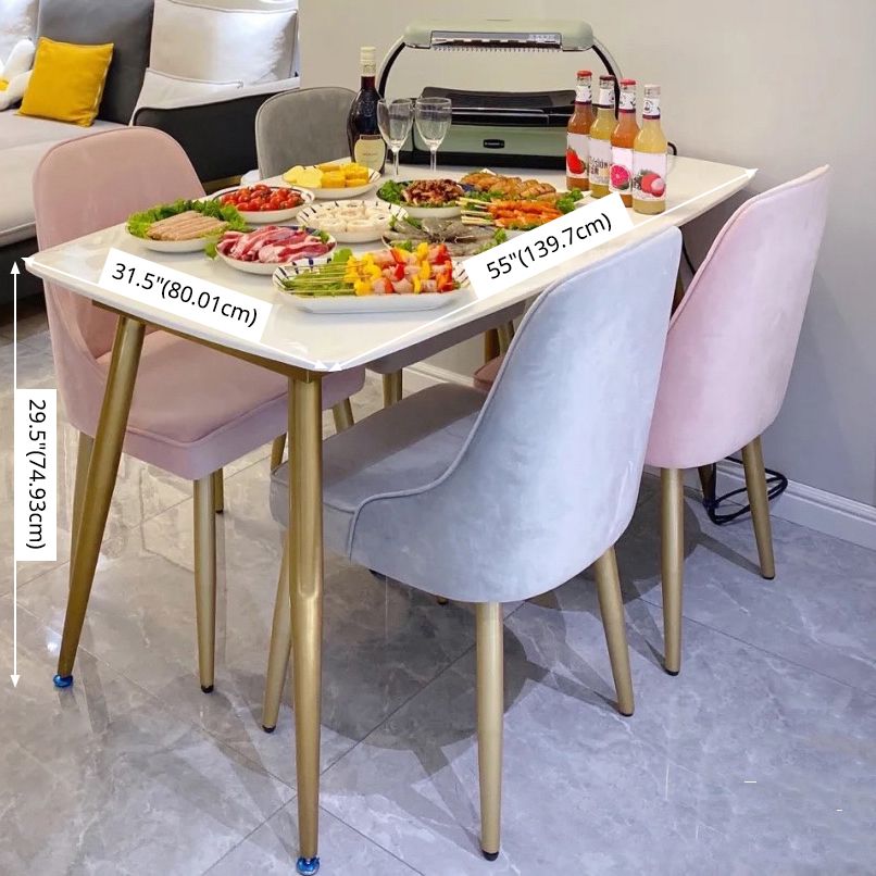 Scandinavian Sintered Stone White Dining Set Rectangle Standard Dining Set for Kitchen