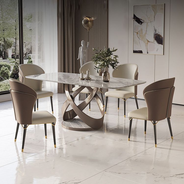 Glam Style Rectangle Sintered Stone Dining Set 1/4/5/7 Pieces Dining Set