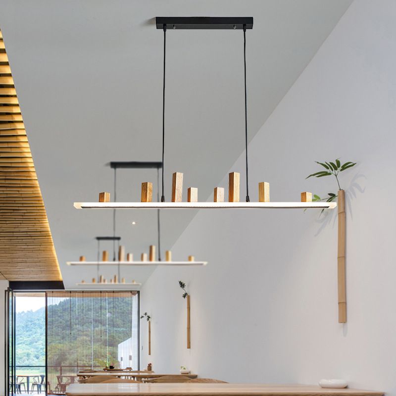 Wood Linear Island Lighting Modern 1-Light Island Pendant Lights