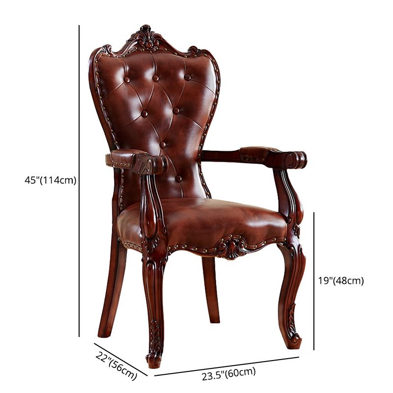 Victorian Dining Arm Chair Solid Back Side Chair with Wood Legs for Home Use