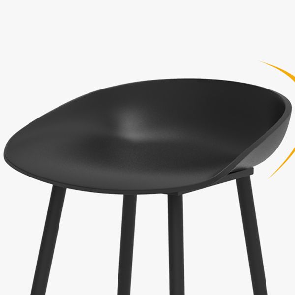 Luxurious Armless Counter High Stool Backrest Metal Bar Stool with Plastic Seat