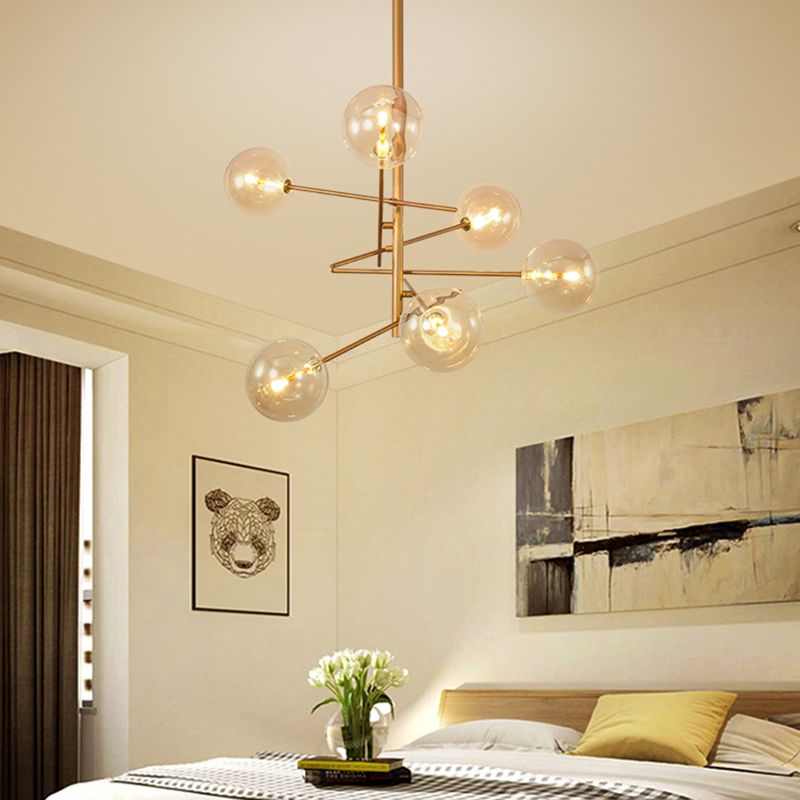 Sphere Chandelier Ceiling Pendant Light Modern Style Metal 6 Light Chandelier Lights