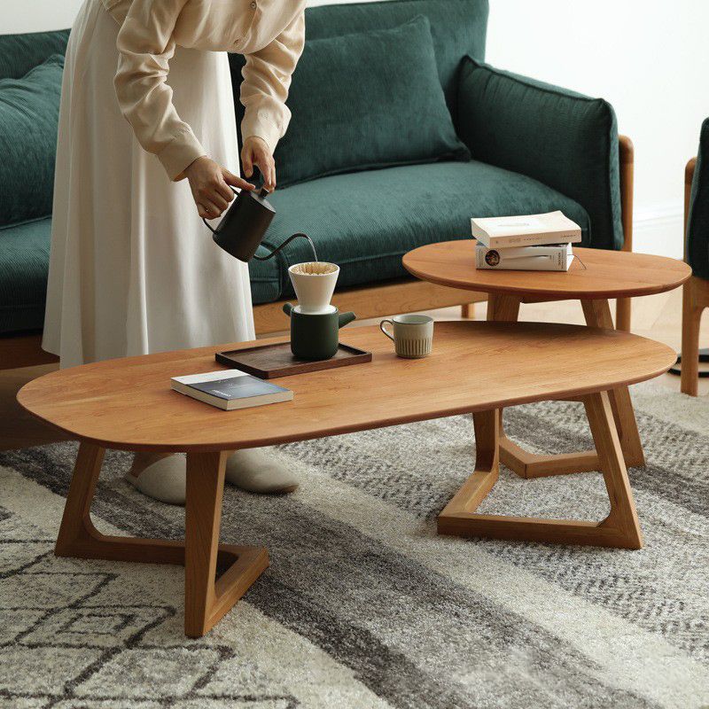Scandinavian Style Coffee Cocktail Table Solid Wood Oval Coffee Table