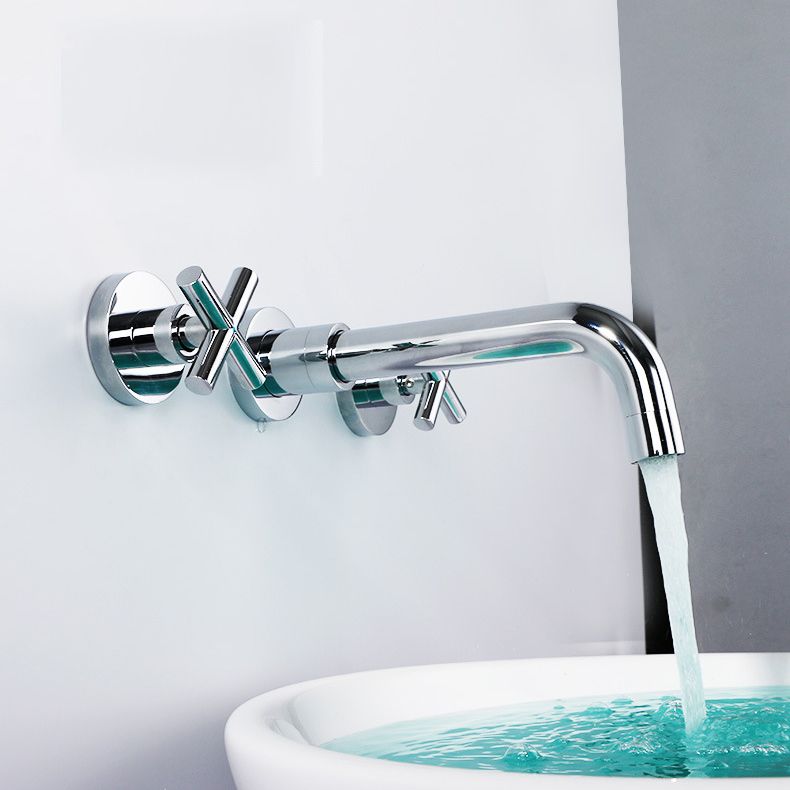 Modern Wall Mounted Sink Faucet Cross Handles Wall Mounted Faucets