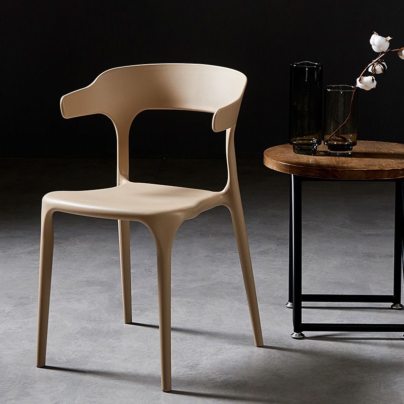 Sillas de comedor de plástico escandinavo, sillones con respaldo abierto para el hogar (juego de 4)