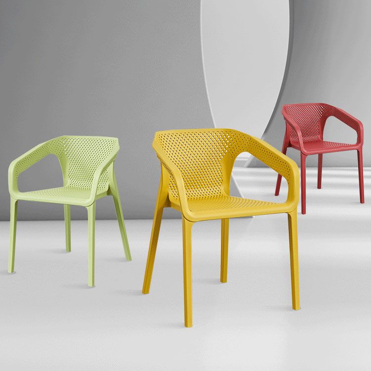 Silla de comedor de cocina escandinava de plástico, sillón con respaldo sólido