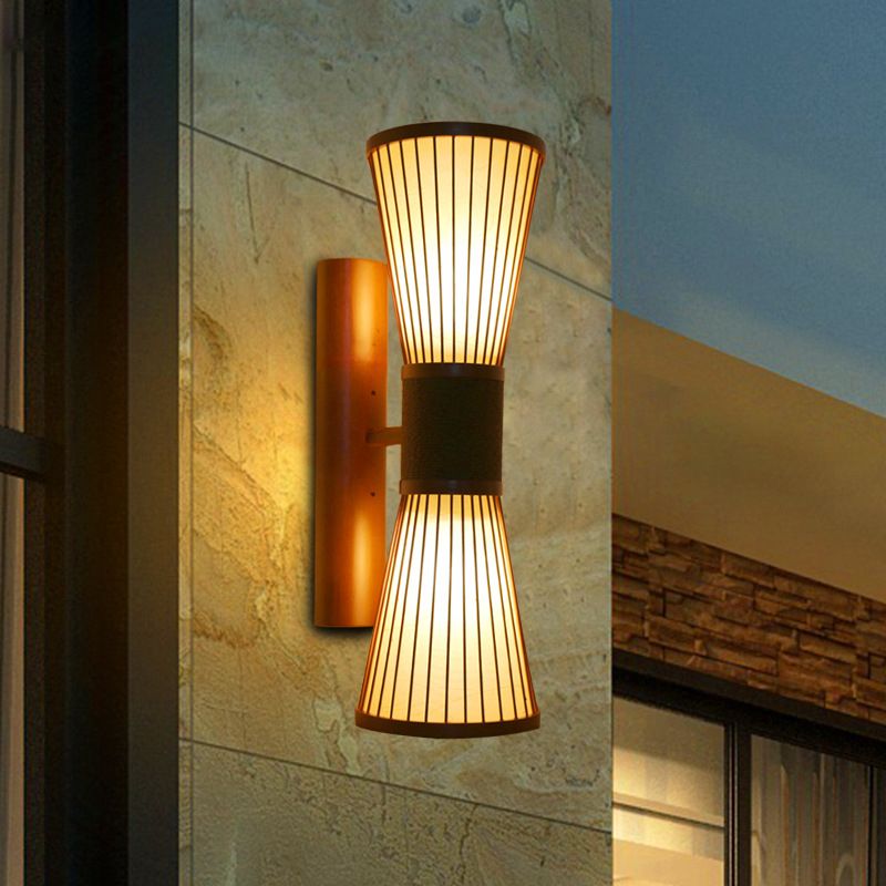 Bamboe zandloper sconce licht modern 2 lampen muurverlichting muur in brons voor woonkamer