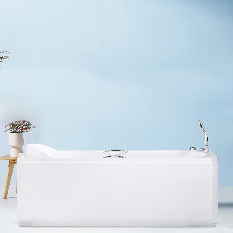 Freestanding Acrylic Bathtub Soaking White Square Modern Back to Wall Bathtub