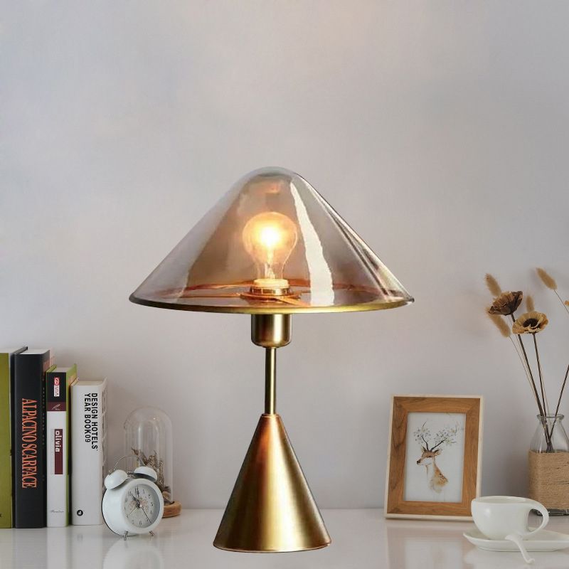 Kegelschlafzimmer Nachttisch Lampe Bernstein Glas 1 Kopf zeitgenössischer Lesebuch Licht