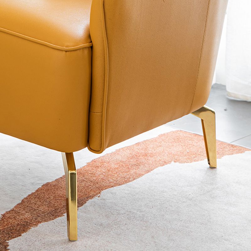 Glam Faux Leather Arms Included with Pillow Fixed Back Lounge Chair