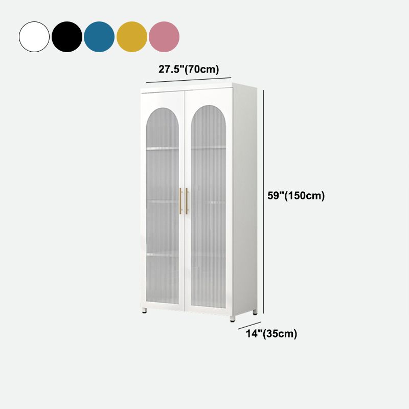 Contemporary Metal Standard Bookcase Closed Back Vertical Bookcase with Glass Door