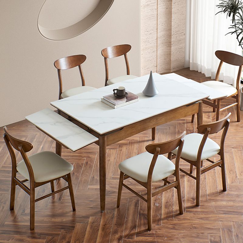 Modern Rectangle Dining Table Stone Top Extension Dining Table