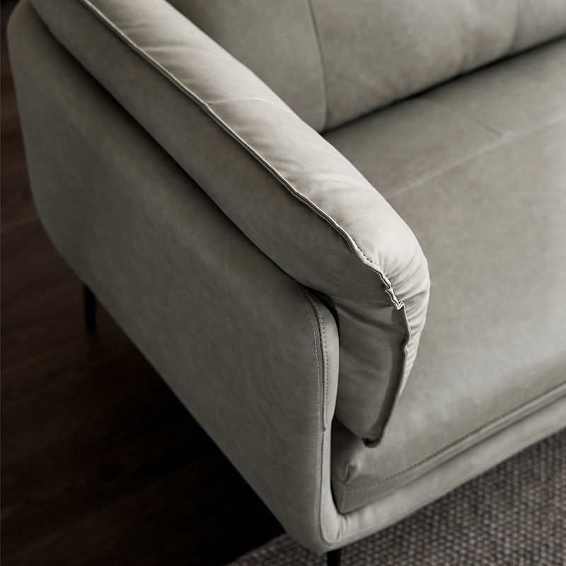 Modern Faux Leather Sofa Stain-resistant Tuxedo Arm Sofa in Gray