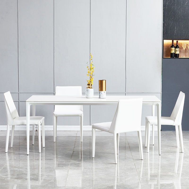 Modern Aluminium Dining Table Set 1/4/5/7 Pieces Rectangle Dinette Set with Sintered Stone