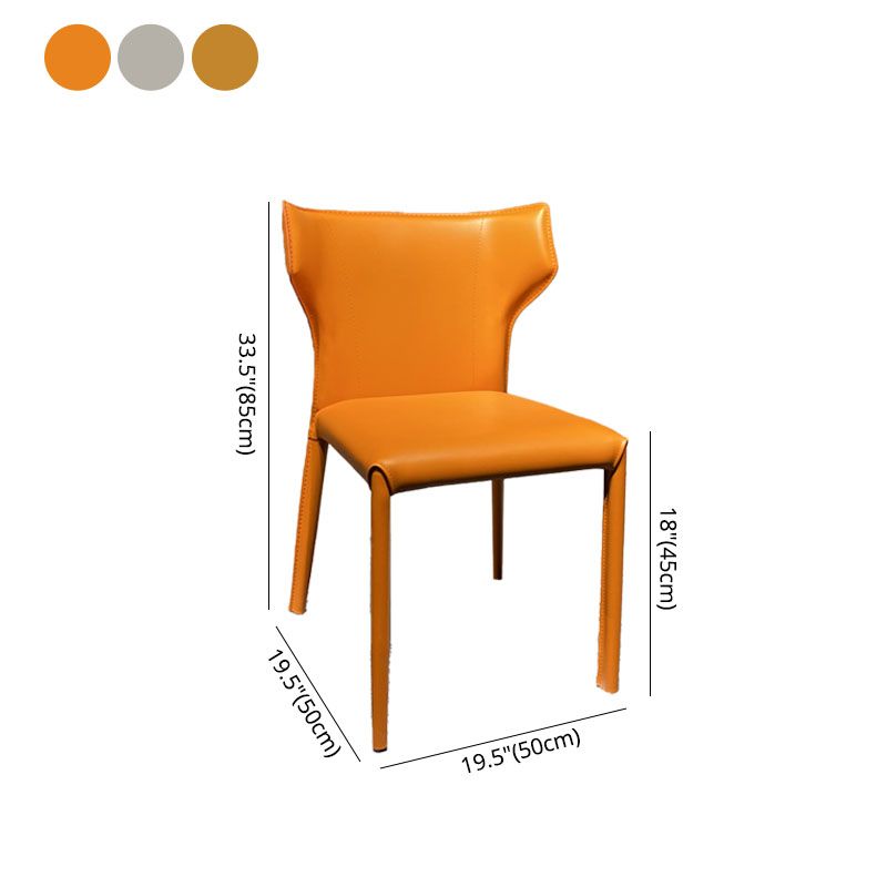 Upholstered Armless Dining Chairs Home Leather Side Chairs with Metal Legs