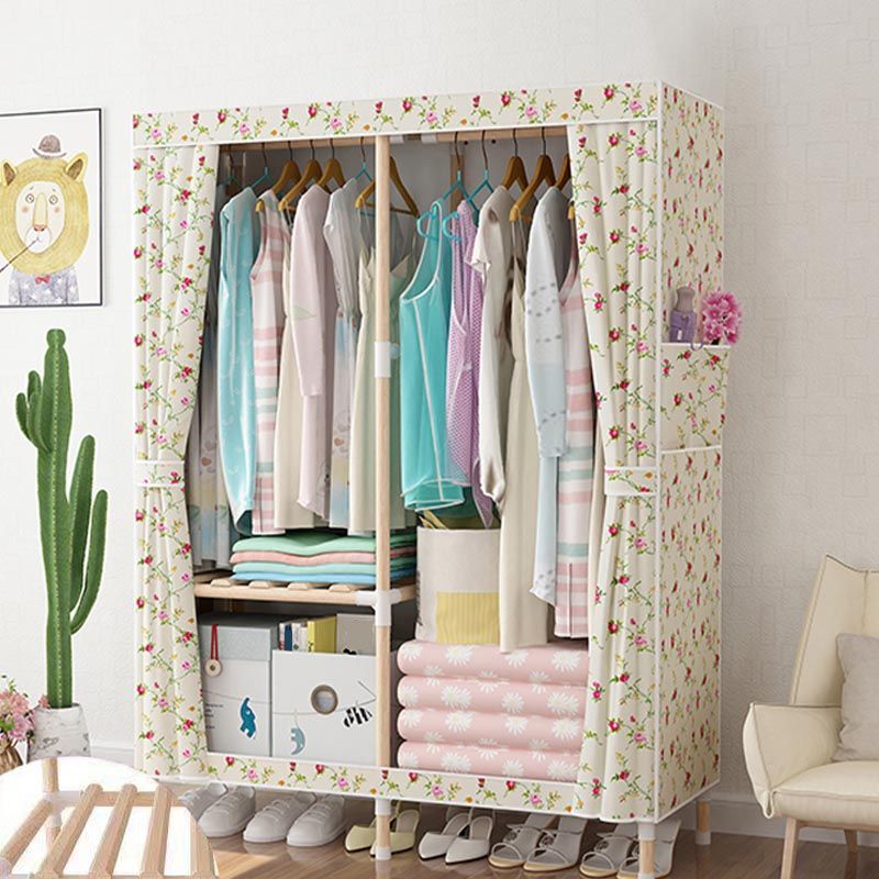 Contemporary Style Wardrobe Armoire Solid Wood Wardrobe Closet with Legs