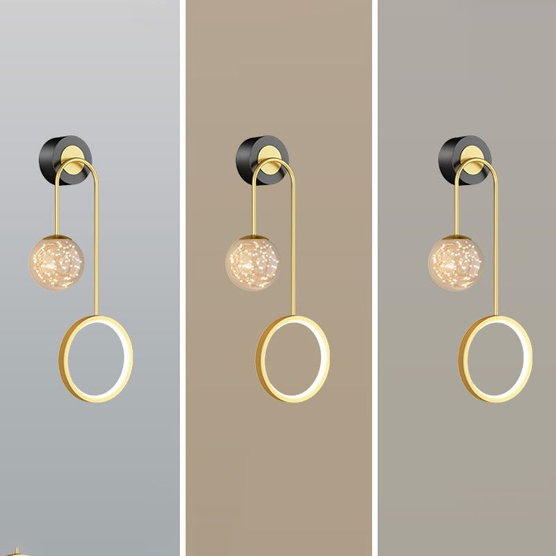 Modern Style Spherical Shape Wall Sconce Glass 2 Light Sconces for Bedroom