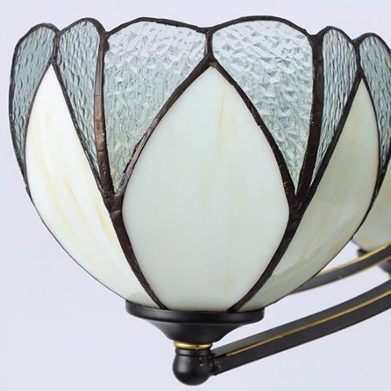 Bloemkroonluchter Licht 3/6/8 Lichten Frosted Glass Tiffany Pendant verlichting in geel/rood