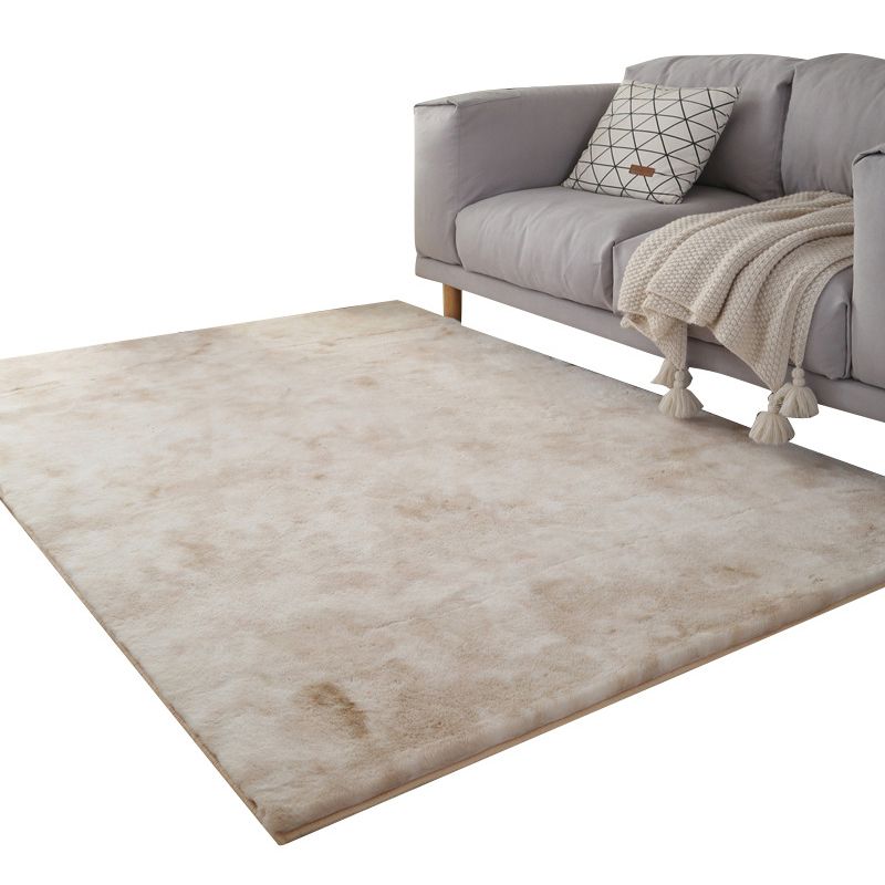 Trendy Plain Shag Area Rug Creative Polyester Rug Anti-Slip Backing Carpet for Home Decor