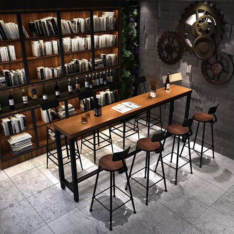 Industrial 1/2/5/9 Pieces Bar Table Set Rectangle Pine Wood Counter Table with High Stools