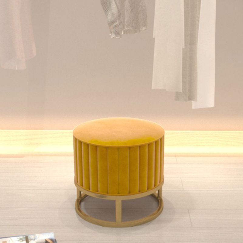 Glam Pouf Ottoman Velvet Upholstered Tear Resistant Round Ottoman with Chair Legs