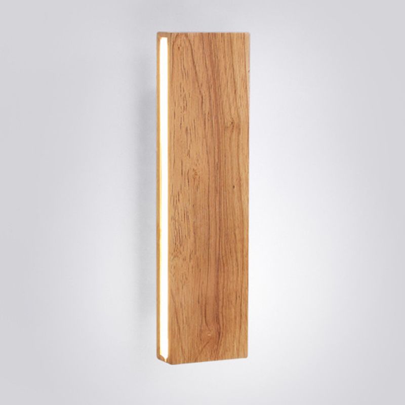 Contemporary Vanity Light Rectangle Wall Sconce with Wood for Bathroom