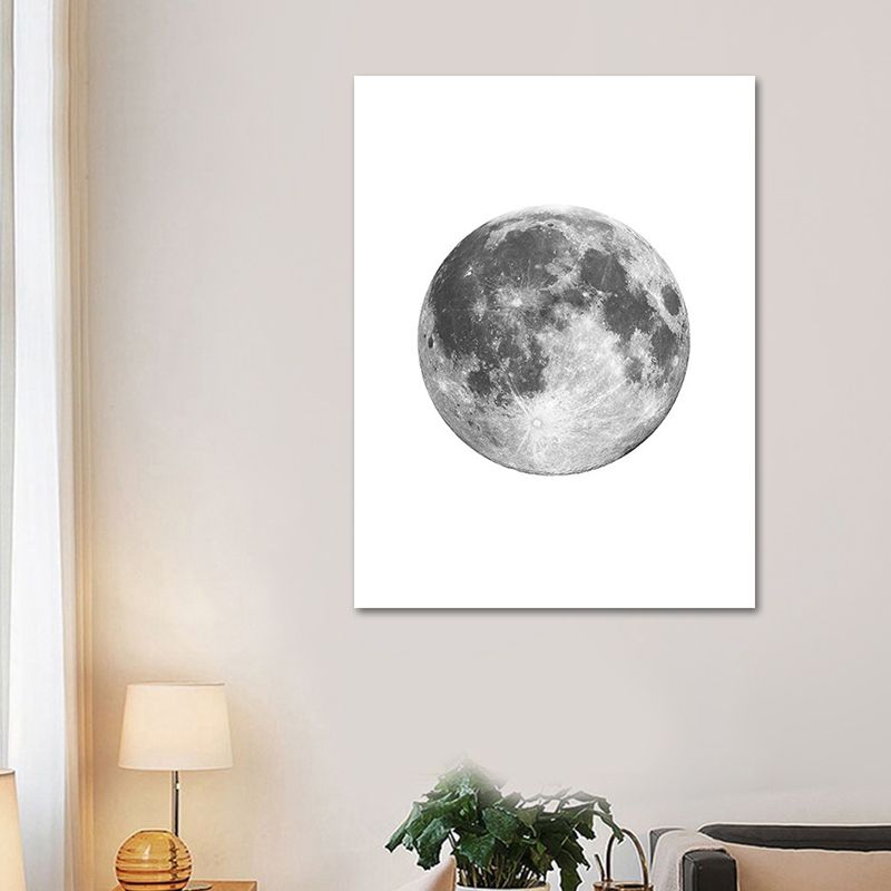 Outer Space Moon Sphere Canvas Textured Minimalism House Interior Wall Art Print