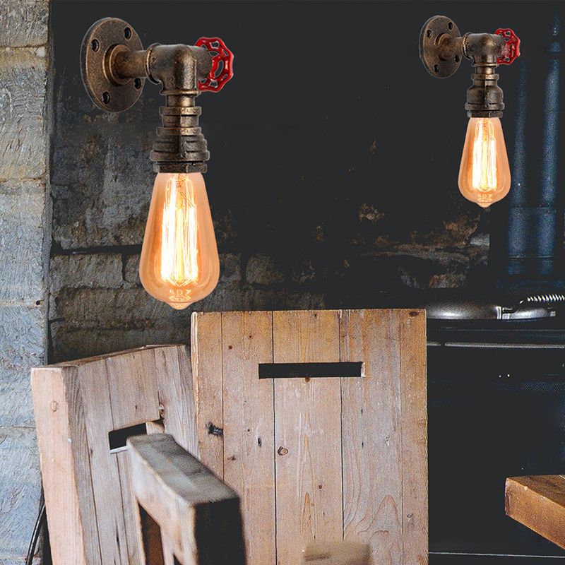 Schmiedeeisen -Rost -Wandlampe Wandleuchte Industriewasserrohrleuchte Leuchte für Schlafzimmer