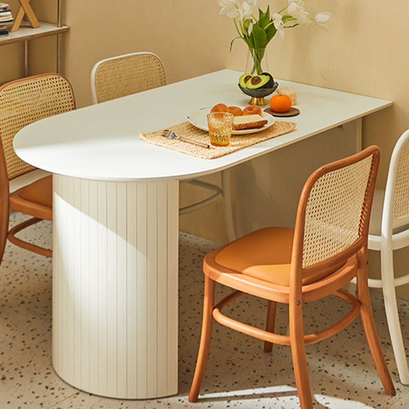Eigentijdse eettafel gesinterde stenen tafel met dubbele voetstuk om te dineren