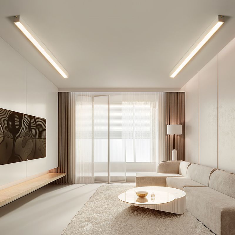 Modern Style Linear Flush Mount Light Metal 1-Light Flush Ceiling Lights