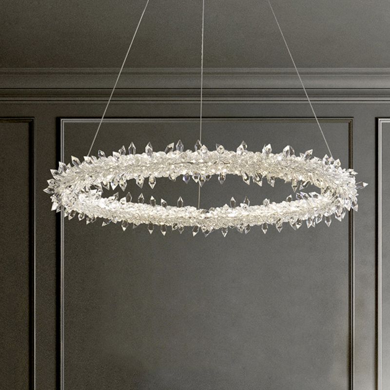 Ring Modern Chandeliers K9 Crystal LED Chandelier Lighting Fixtures for Living Room