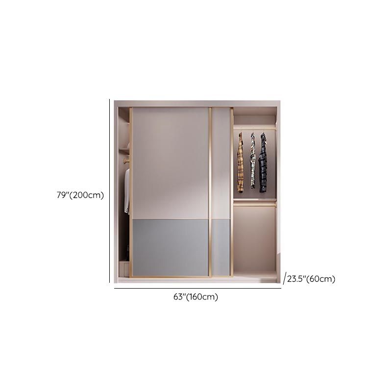 White Modern High Gloss Armoire Wood Armoire with Shelves and Drawers Storage Cabinet