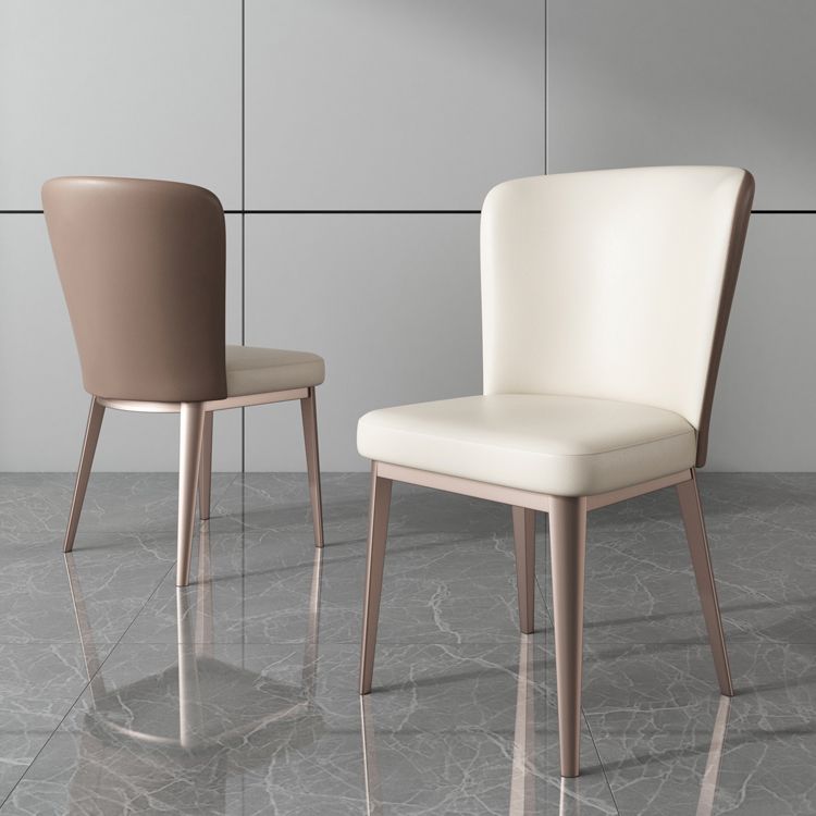 Faux Leather Side Chairs Modern Parsons Armless Chair for Dining Room