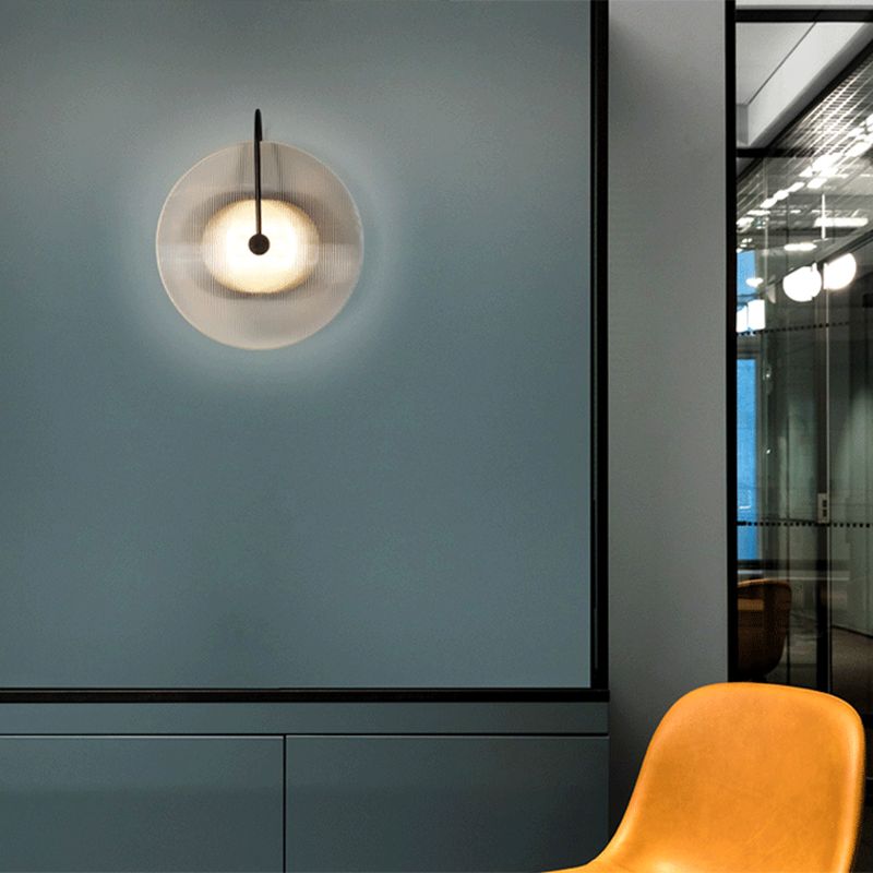 Hedendaagse 1-licht wandkandelcirkelcirkel Glazen wand gemonteerd licht voor woonkamer